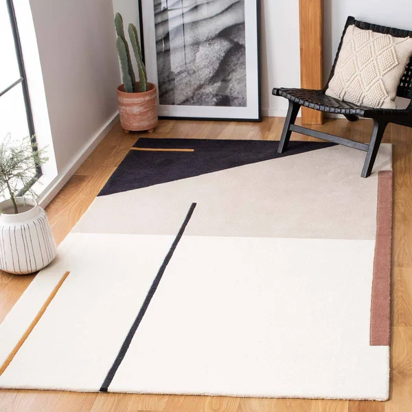 Safavieh Fifth Avenue Rug Collection FTV110A - Ivory - Black - 7' x 7' Square