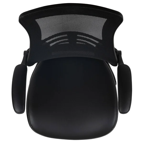 Emma and Oliver Mid-Back Black Mesh/LeatherSoft Ergonomic Drafting Chair with Flip-Up Arms