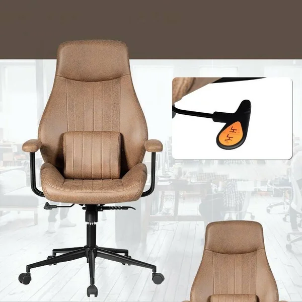 Adjustable Ergonomic High Back Office Chair with Lumbar Support Brown