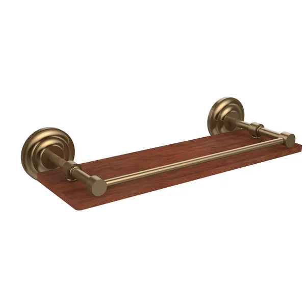Allied Brass QN-1-16-GAL-IRW-BBR Que New Collection 16 in. Solid IPE Ironwood Shelf with Gallery RAIL - Brushed Bronze