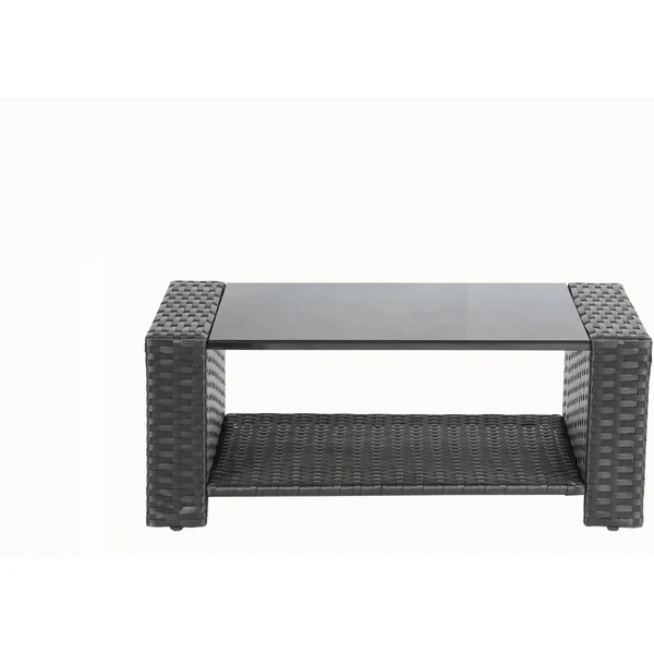 Baner Garden Outdoor Furniture Complete Patio Wicker Rattan Set - Black, 4-Pieces