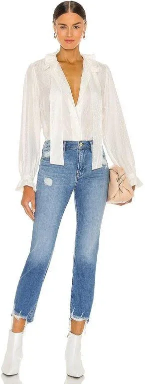 Women's Frame Le High Ripped Straight Leg Jeans, Size 23 - Blue
