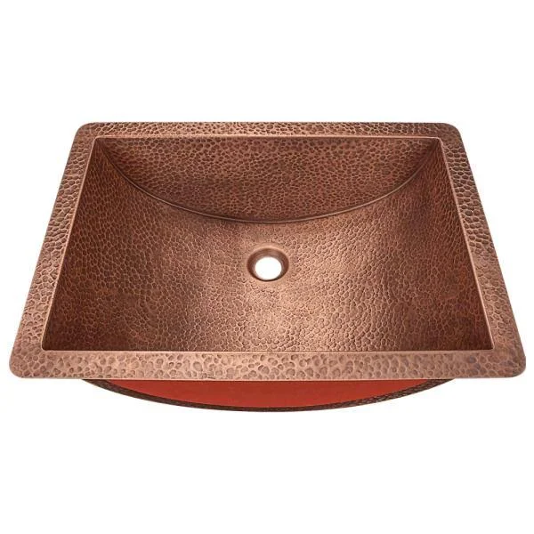 Mr Direct 926 Copper Rectangular Undermount Bathroom Sink