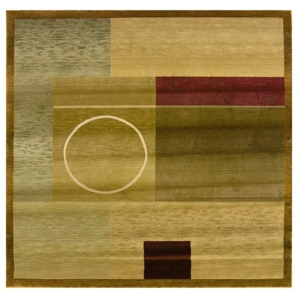 Genevieve Modern Geometric Area Rug - 2& x 3& - Green/Brown