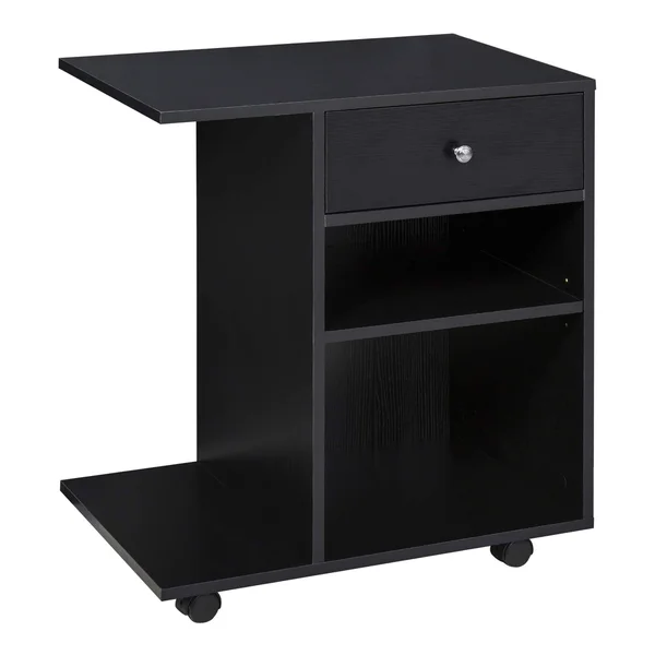Vinsetto Printer Table Desk - Rolling Cart Stand with Wheels, Adjustable Shelf, Drawer and CPU Stand - Black