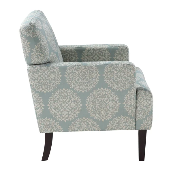 Osp Home Furnishings Carrington Armchair Avignon Sky Multi-Color Fabric and Solid Wood Espresso Legs