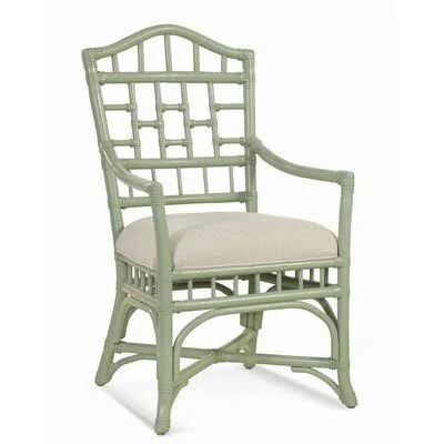 Chippendale Arm Chair Braxton Culler Body Fabric: Brown and Beige Stripe; 0239-94, Frame Color: Greystone