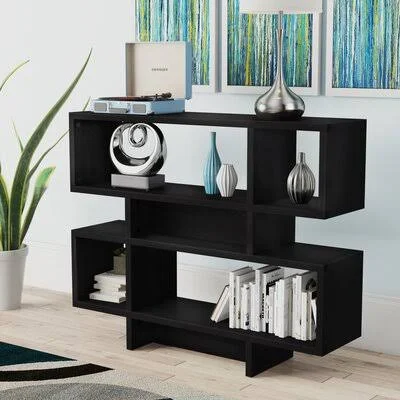 Ebern Designs Devault Geometric Bookcase - Brown