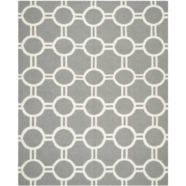 Safavieh 9& x 12& Dhurries DHU636B Grey, Ivory Rug