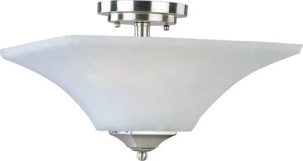 Maxim 20091FTSN Aurora Frosted Glass Square Semi Flush - 2-Light 120 Watts, 9x22H x 13x22W, Satin Nickel