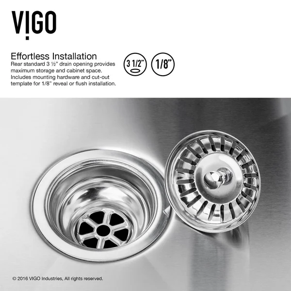 Vigo VG2320CK1 23x22 Undermount Stainless Steel Kitchen Sink - Grid and STRAINER