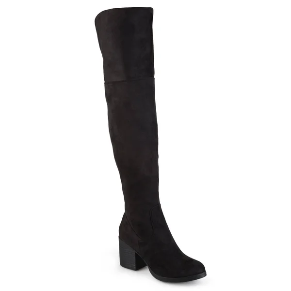Journee Collection &Sana& Women's Faux Suede Regular and Wide Calf Tall Round Toe Boots - Size: 10 Medium Width/Medium Calf, Blac