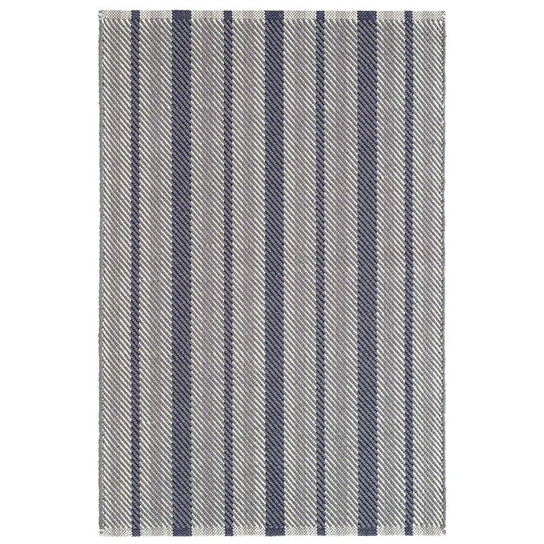Dash & Albert - 4x6 - Herringbone Stripe Navy Woven Cotton Rug