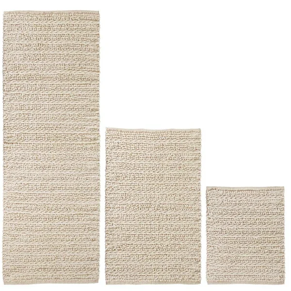 mDesign Soft Cotton Spa Mat Rug for Bathroom, Varied Sizes, Set of 3