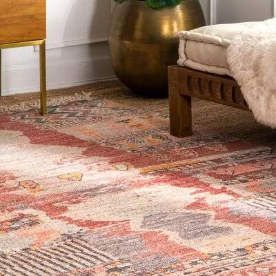 Rizer Abstract Hand-Woven Flatweave Pink Area Rug Bungalow Rose Rug Size: Rectangle 9&6x22 x 13&6x22