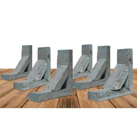 Ekena Millwork 3 1/2 inchw x 8 inchd x 12 inchh Vintage Farmhouse BRACKET, Barnwood Decor Collection, Driftwood Blue (6-Pack)