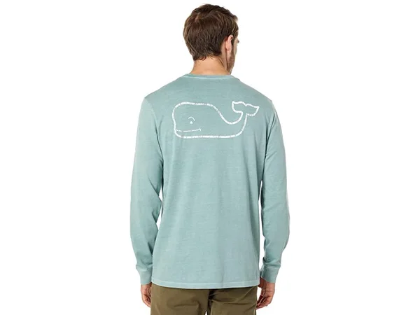 Vineyard Vines Men's Long-Sleeve Garment Dyed Vintage Whale Pocket T Shirt
