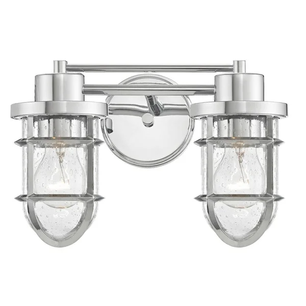 Seeded Glass Bathroom Light Chrome Cage 2 LT 1842-26