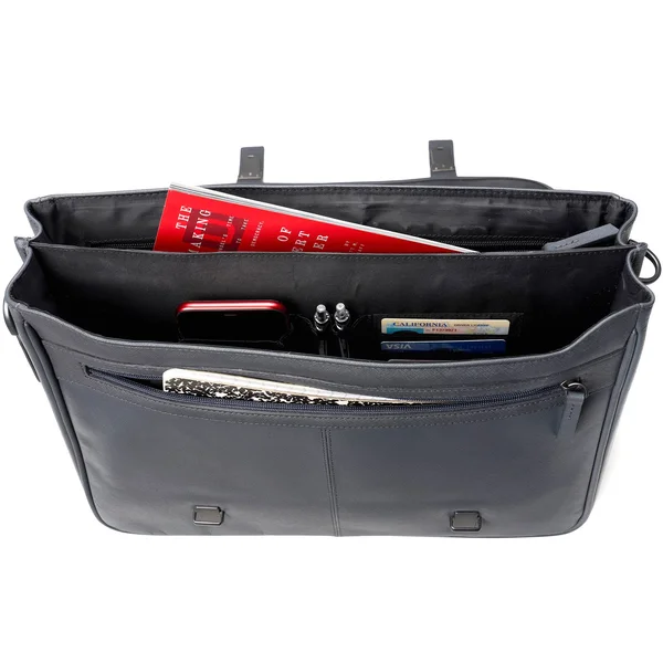 Alpine Swiss Genuine Leather 15.6” Laptop Briefcase Flap Over Messenger Bag - 16" x 12.5" x 4"