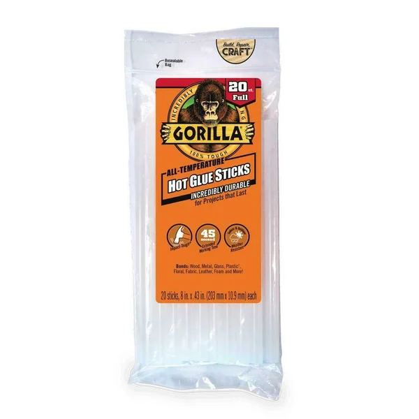 Gorilla Glue Sticks 8 inch Adhesive Bond Clear Full Hot Project 20 Count 4 Pack