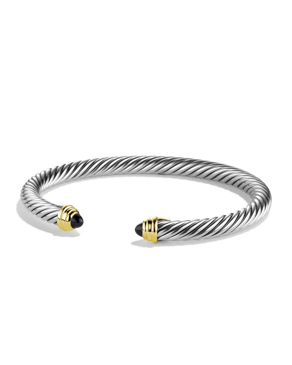 David Yurman Cable Classics Bracelet with Semiprecious Stones & 14K Gold, 5mm Black Onyx