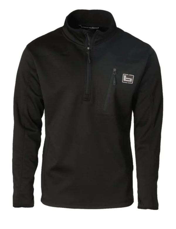 Banded Mid-Layer 1/4 Zip Fleece Pullover - Size M, Black