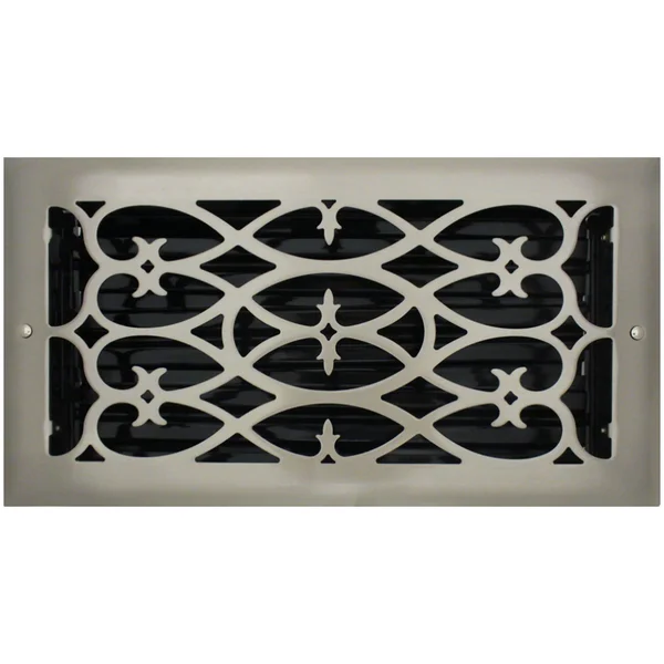 6x22 x 12x22 Victorian Brushed Nickel Floor Register, Vent Cover