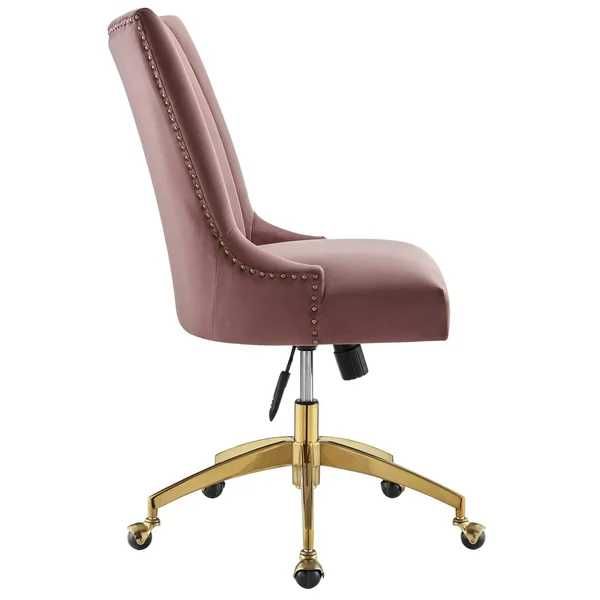 Empower Channel Tufted Performance Velvet Office Chair - Gold Emerald