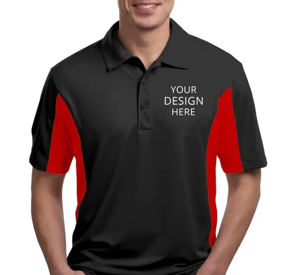 Custom Embroidered Sport - Tek Men's Polo Shirts - Men's Side Blocked Micropique Sport-wick? Coaches Polo - Size: XL, Black/Tru