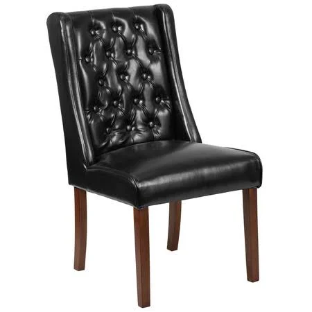 Flash Furniture 2 Pk. Hercules Preston Series Black Leather Tufted Parsons Chair