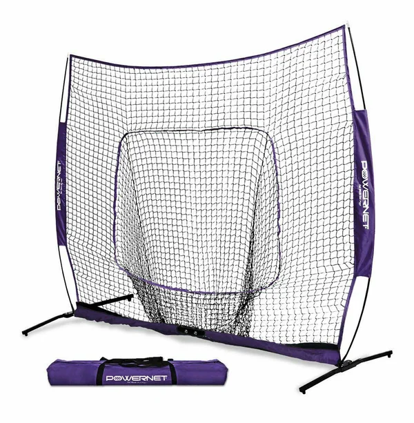 Powernet 7x7 Pro Baseball Softball Practice Hitting Net w/ One-Piece Frame (Pink)