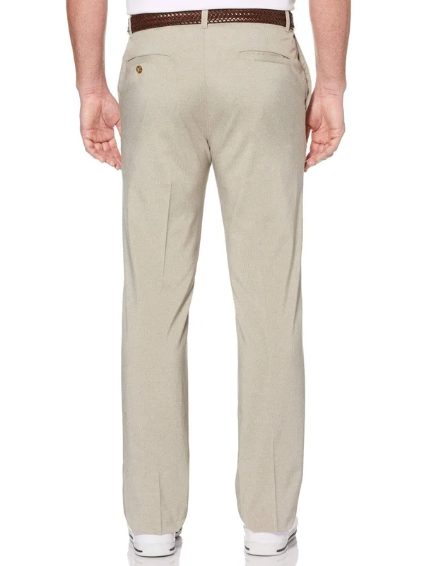 Grand Slam Men's Slim Yarn Dyed Heather Pants, Size 40 x 30, Khaki Heather White, Polyester/Spandex, Golf Apparel Shop