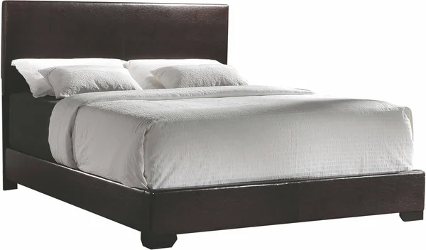 Monarch Leather-Look Bed, Dark Brown, Queen
