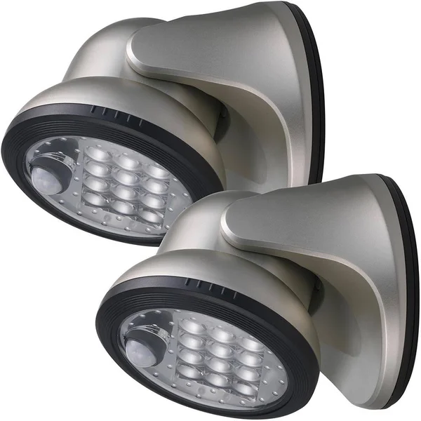 Light It! by Fulcrum 20036-101 12 LED Wireless Motion Sensor Weatherproof Porch Light, 2 Pack, Silver