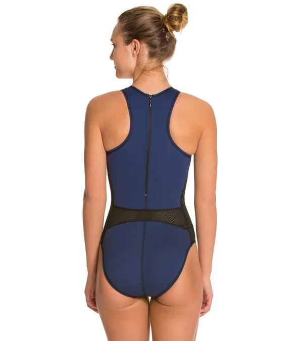 Nike Women's High Neck Tank Water Polo Suit Midnight Navy 32