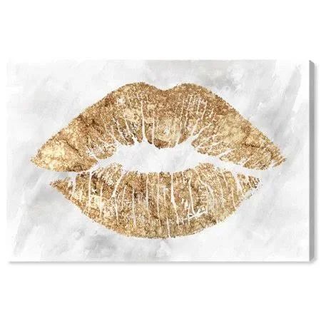 Oliver Gal &Solid Kiss Rock& Fashion and Glam Wall Art Canvas Print - Gold, White (54 x 36)