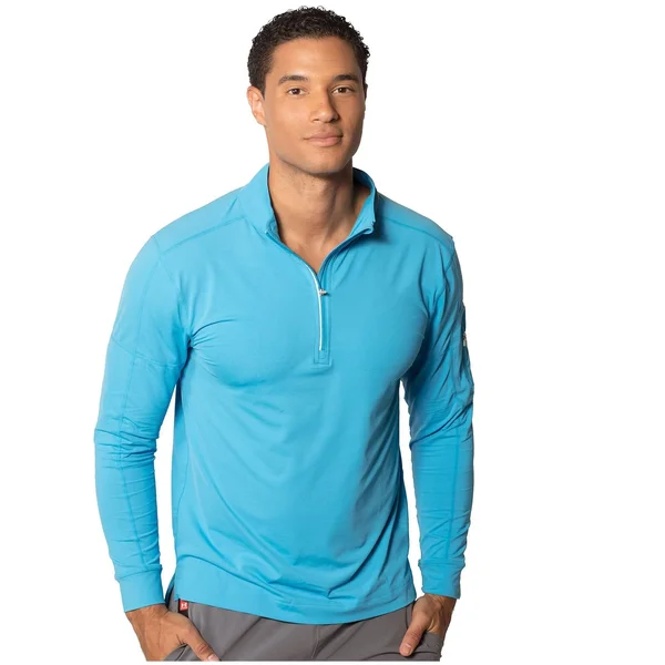 Bloquv Men's Mock Zip Long Sleeve UV Top, Size: XL, Black