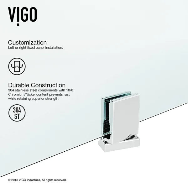 Vigo Industries Cameo 36x22 Adjustable Frameless Pivot Shower DOOR, Chrome, VG6076CHCL3674