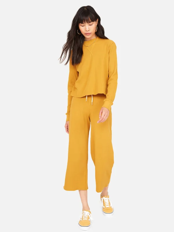 Organic Thermal Wide Leg Pant Turmeric - S