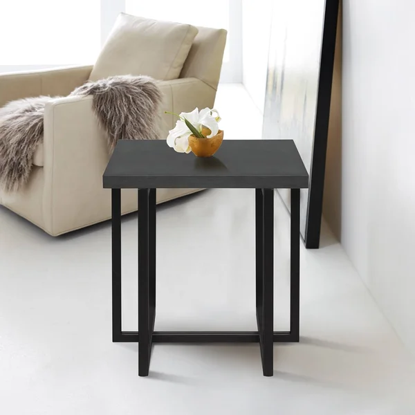 Armen Living Logan Black Grey End Table
