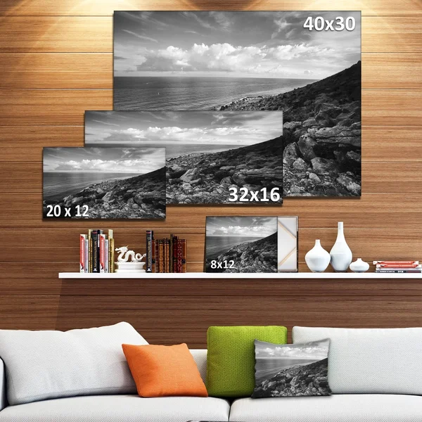Sunrise Over Sicily Black and White Photographic Print on Wrapped Canvas, Size: 40 in. Wide x 30 in. High