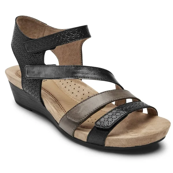 Cobb Hill Hollywood Women's 4-Strap Comfort Sandal Black Multi - 8.5 Wide