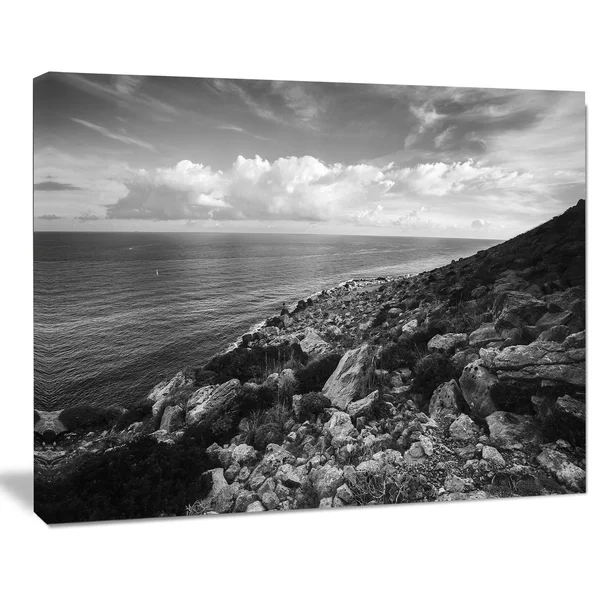 Sunrise Over Sicily Black and White Photographic Print on Wrapped Canvas, Size: 40 in. Wide x 30 in. High