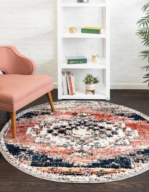 Tucson 3 ft Round Rust Red Red Area Rug