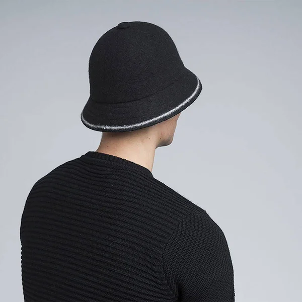 Kangol Stripe Casual Bucket Hat - Black, Off White - L - Men