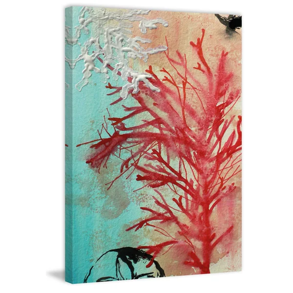 Marmont Hill Red Coral by Christine Lindstrom Painting Print on Wrapped Canvas - Size: 12x22 x 18x22