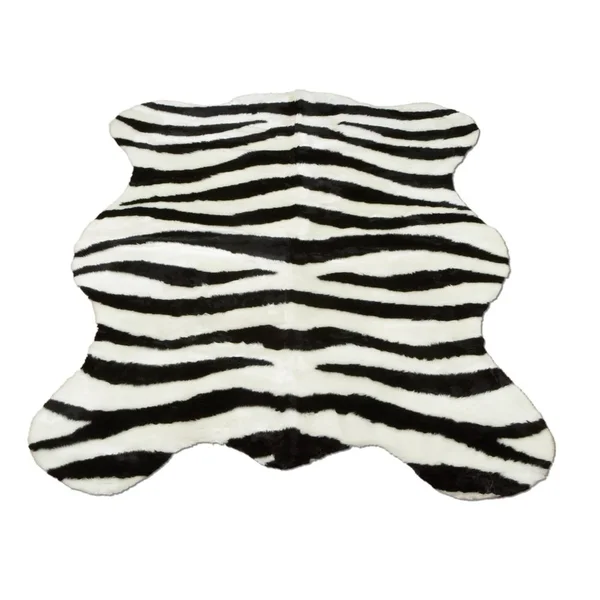 Walk on Me Rugs Black/White Faux Zebra Skin Bold Stripe Rug (4'7 x 6'7)