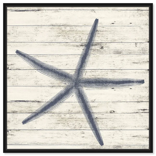 Oliver Gal 'Starfish Blue' Nautical and Coastal Wall Art Framed Canvas Print Marine Life - Blue, White - 16 x 16 - Gold