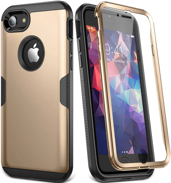 YOUMAKER Case for iPhone 8 & iPhone 7, Full Body Rugged with Built-in Screen Protector Heavy Duty Protection Slim Fit Shockp