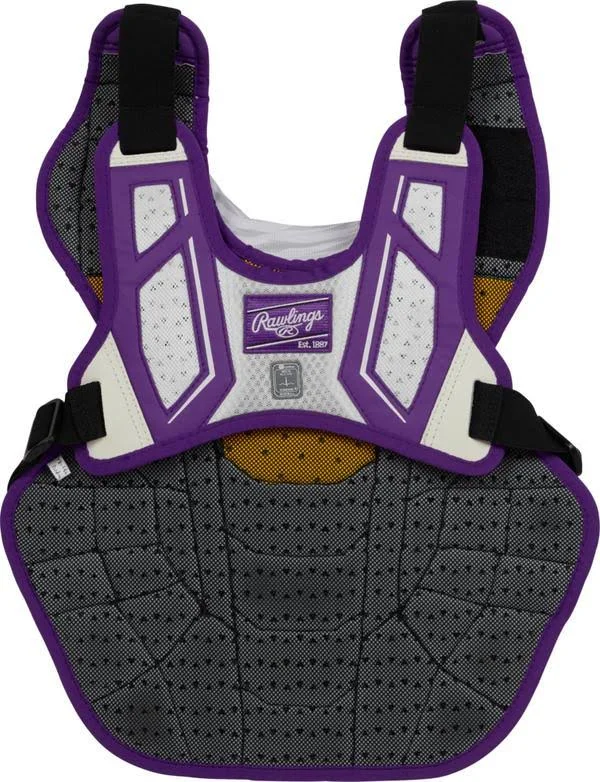 Rawlings NOCSAE Velo 2.0 Chest Protector Purple/White